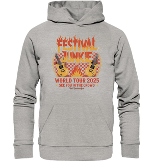 festival junkie - world tour 2025 - rock music passion - Organic Hoodie | Hoodies | Dark Shadows Arts