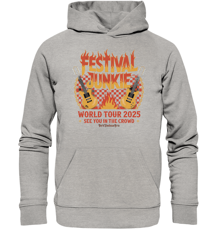festival junkie - world tour 2025 - rock music passion - Organic Hoodie | Hoodies | Dark Shadows Arts