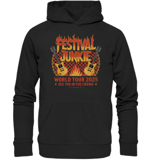 festival junkie - world tour 2025 - rock music passion - Organic Hoodie | Hoodies | Dark Shadows Arts
