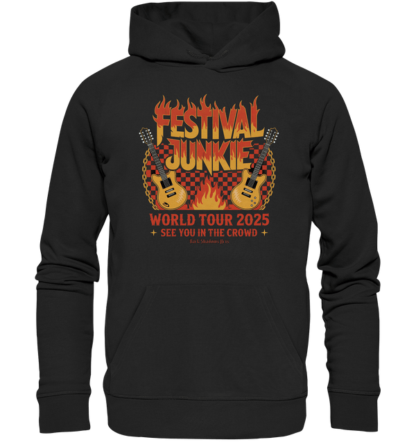 festival junkie - world tour 2025 - rock music passion - Organic Hoodie | Hoodies | Dark Shadows Arts