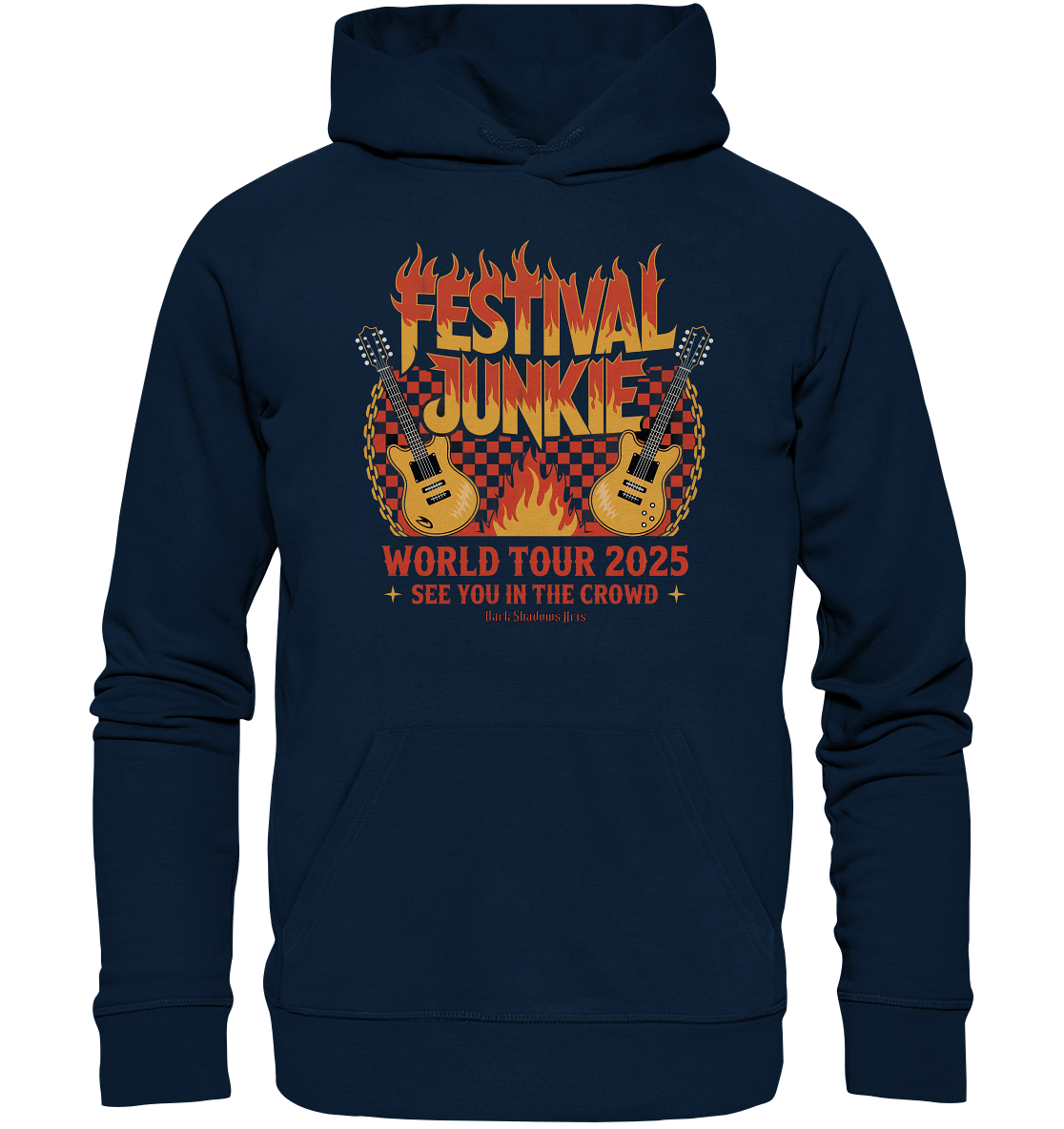 festival junkie - world tour 2025 - rock music passion - Organic Hoodie | Hoodies | Dark Shadows Arts