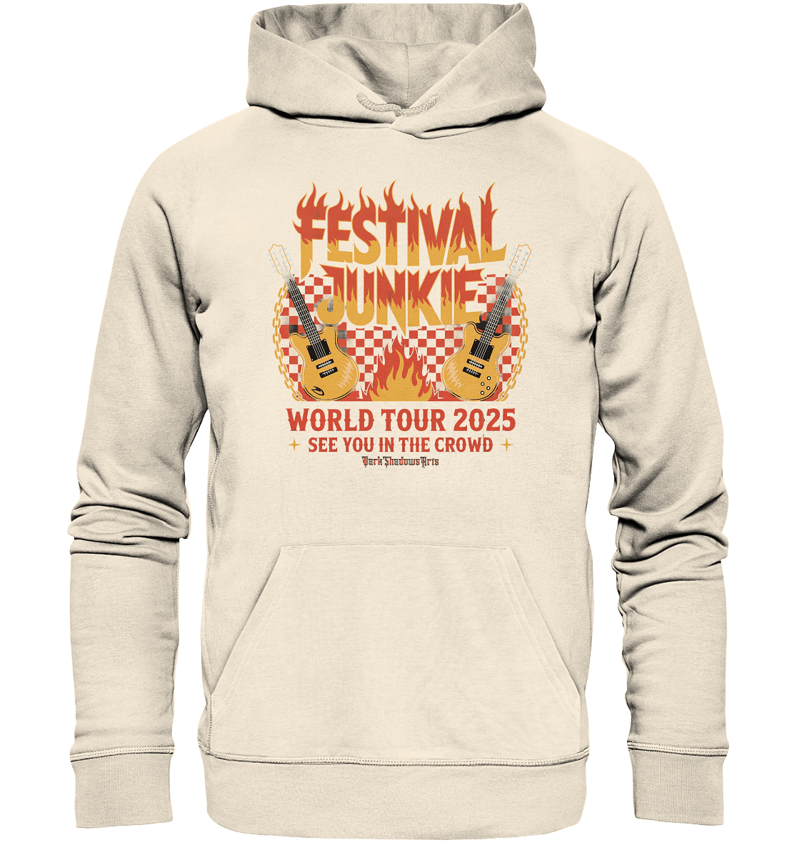 festival junkie - world tour 2025 - rock music passion - Organic Hoodie | Hoodies | Dark Shadows Arts