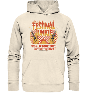 festival junkie - world tour 2025 - rock music passion - Organic Hoodie | Hoodies | Dark Shadows Arts