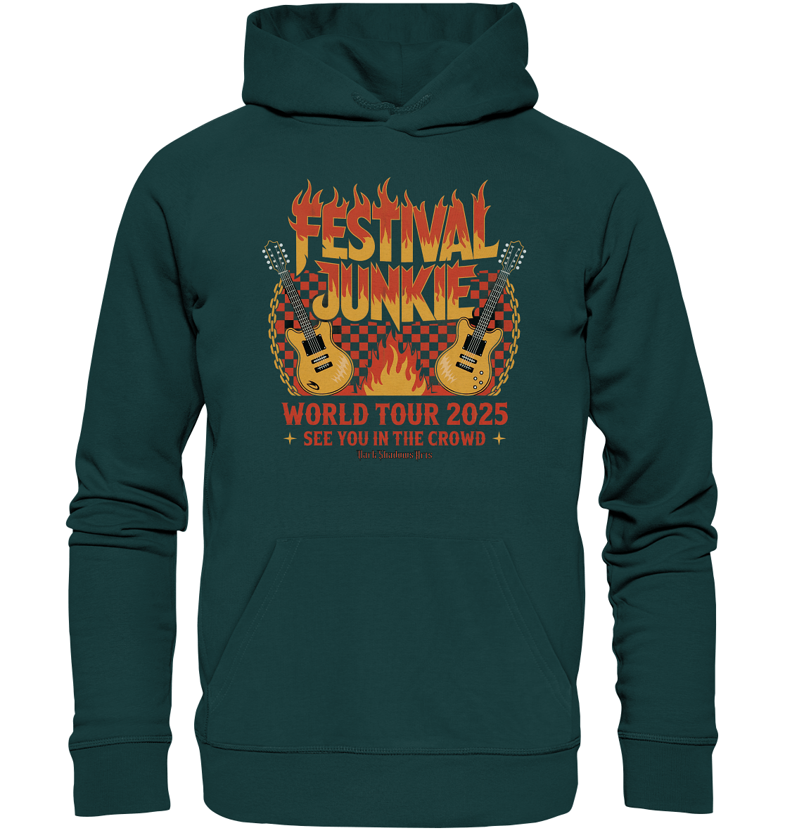 festival junkie - world tour 2025 - rock music passion - Organic Hoodie | Hoodies | Dark Shadows Arts