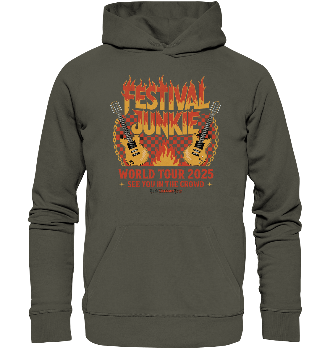 festival junkie - world tour 2025 - rock music passion - Organic Hoodie | Hoodies | Dark Shadows Arts