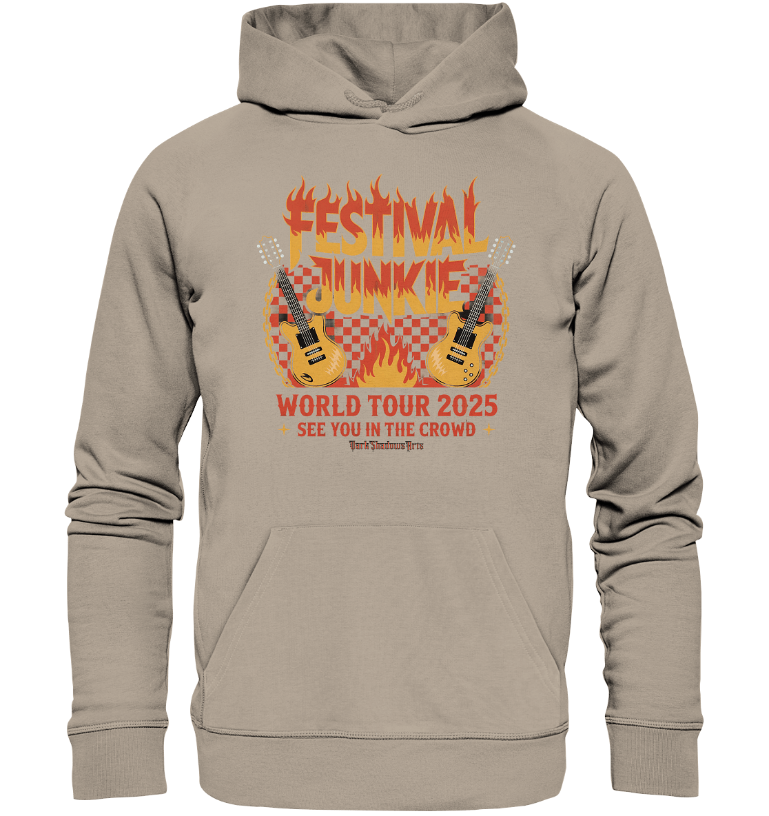 festival junkie - world tour 2025 - rock music passion - Organic Hoodie | Hoodies | Dark Shadows Arts