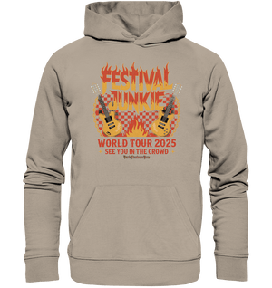 festival junkie - world tour 2025 - rock music passion - Organic Hoodie | Hoodies | Dark Shadows Arts