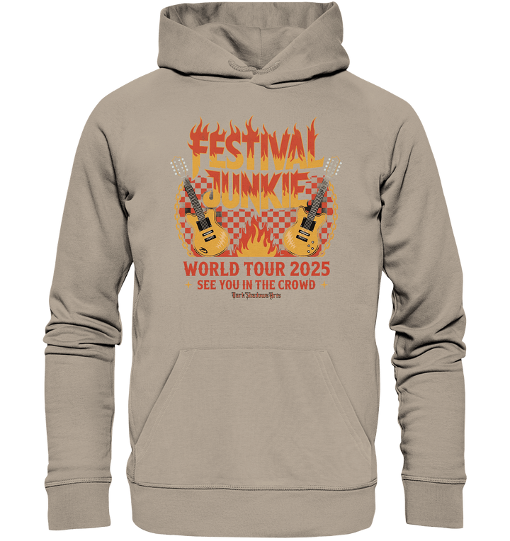 festival junkie - world tour 2025 - rock music passion - Organic Hoodie | Hoodies | Dark Shadows Arts