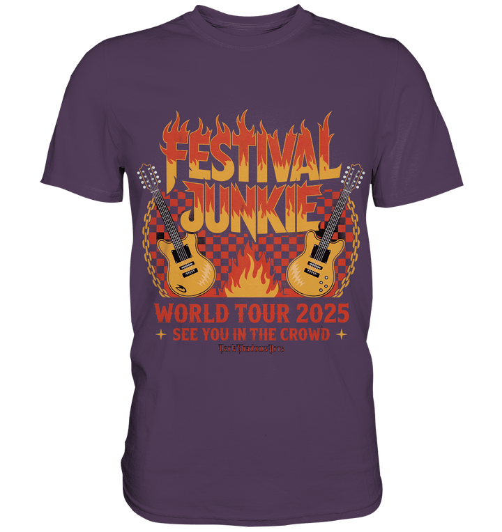 festival junkie - world tour 2025 - rock music passion - Premium Shirt | Unisex - Shirts | Dark Shadows Arts