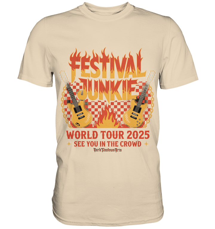 festival junkie - world tour 2025 - rock music passion - Premium Shirt | Unisex - Shirts | Dark Shadows Arts