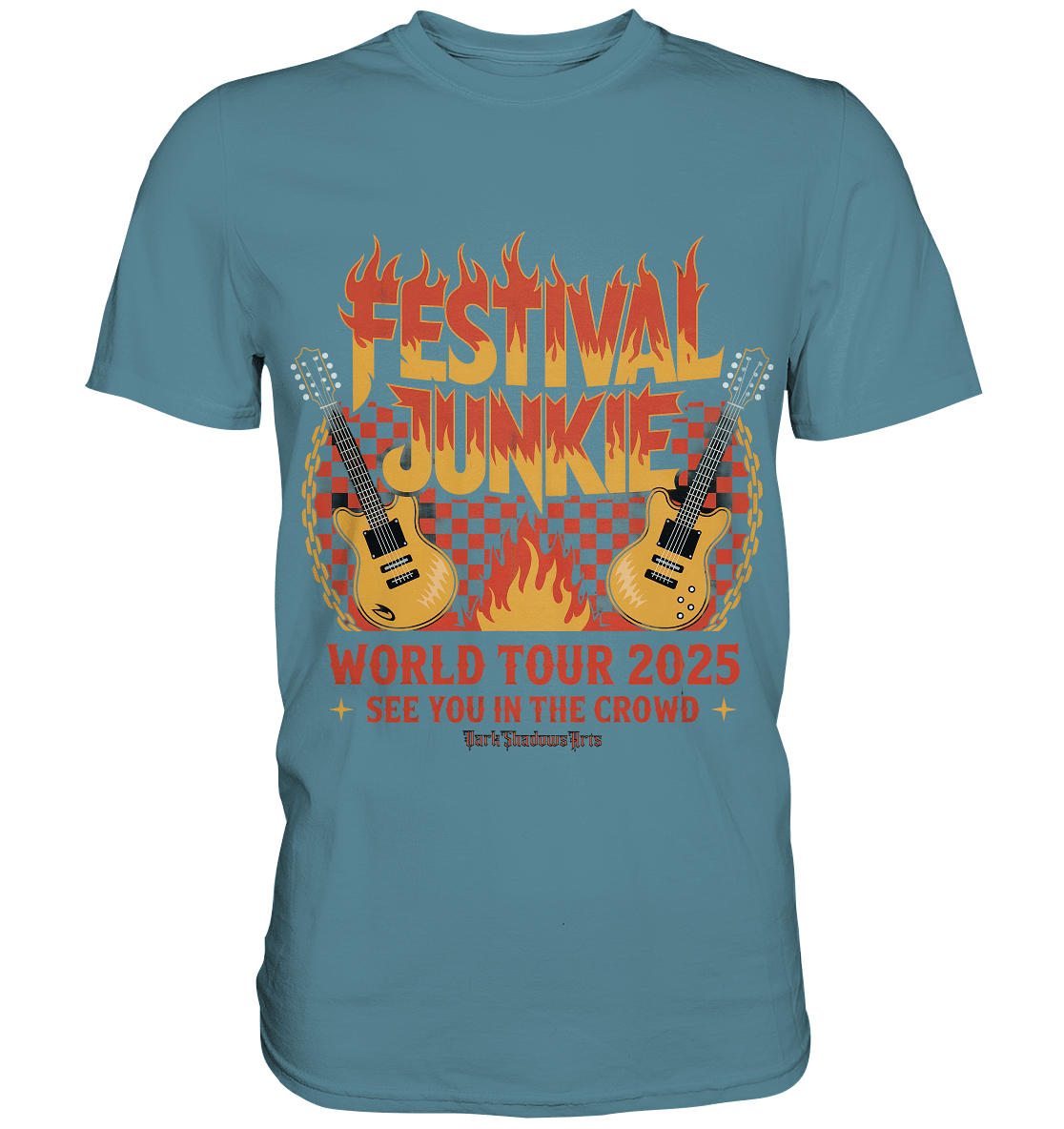 festival junkie - world tour 2025 - rock music passion - Premium Shirt | Unisex - Shirts | Dark Shadows Arts