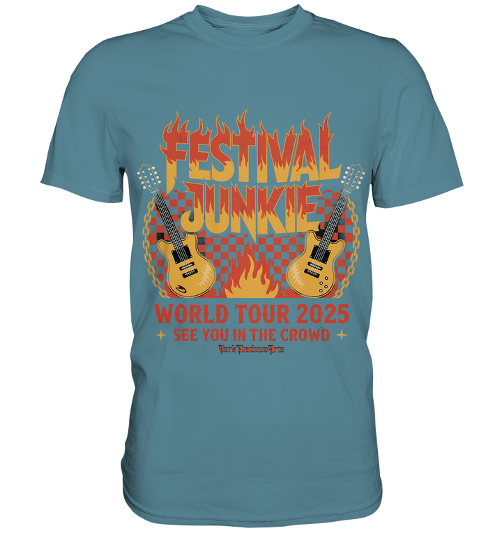 festival junkie - world tour 2025 - rock music passion - Premium Shirt | Unisex - Shirts | Dark Shadows Arts