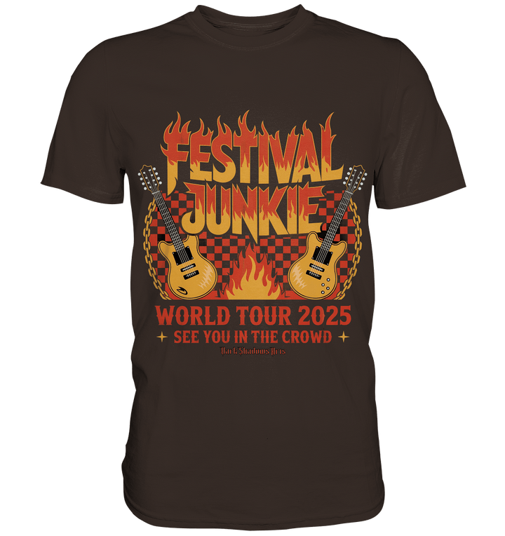 festival junkie - world tour 2025 - rock music passion - Premium Shirt | Unisex - Shirts | Dark Shadows Arts