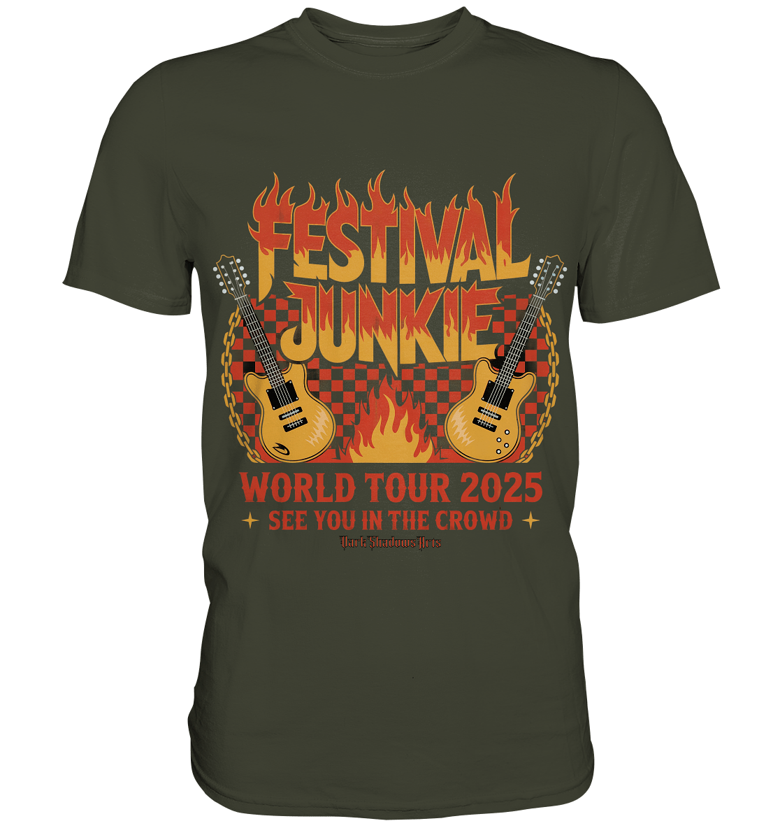 festival junkie - world tour 2025 - rock music passion - Premium Shirt | Unisex - Shirts | Dark Shadows Arts