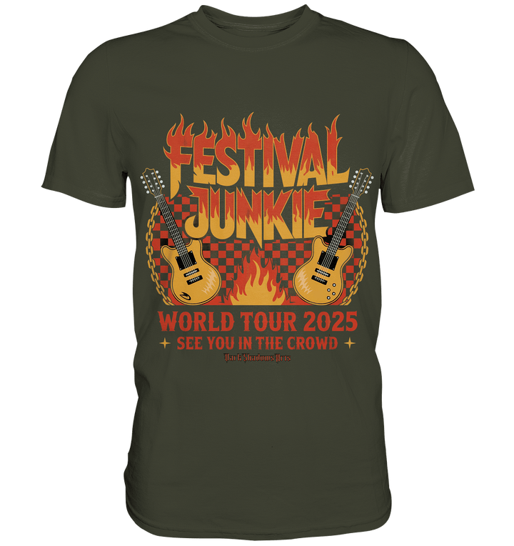 festival junkie - world tour 2025 - rock music passion - Premium Shirt | Unisex - Shirts | Dark Shadows Arts