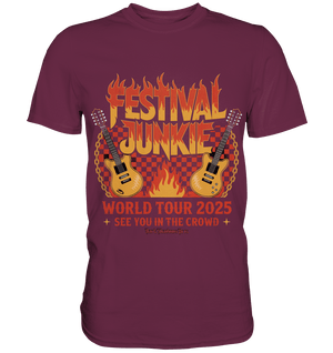 festival junkie - world tour 2025 - rock music passion - Premium Shirt | Unisex - Shirts | Dark Shadows Arts