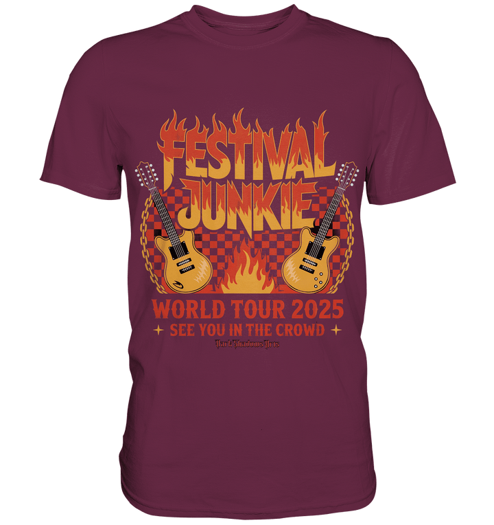 festival junkie - world tour 2025 - rock music passion - Premium Shirt | Unisex - Shirts | Dark Shadows Arts