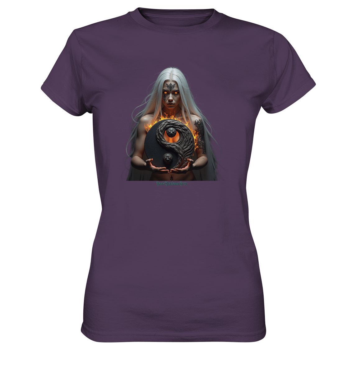 Flamebound Guardian - Silver - Haired Enchantress - Ladies Premium Shirt | Lady - Shirts | Dark Shadows Arts