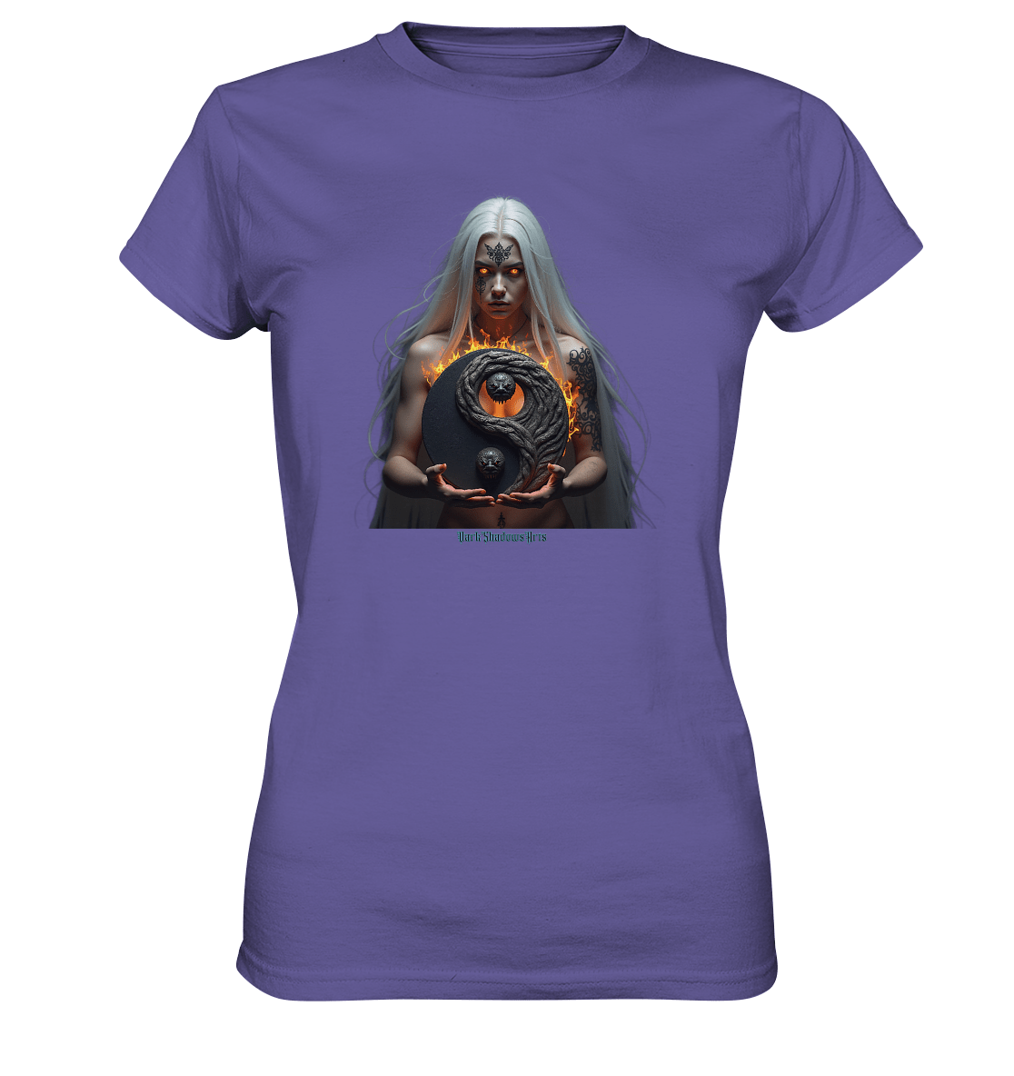 Flamebound Guardian - Silver - Haired Enchantress - Ladies Premium Shirt | Lady - Shirts | Dark Shadows Arts
