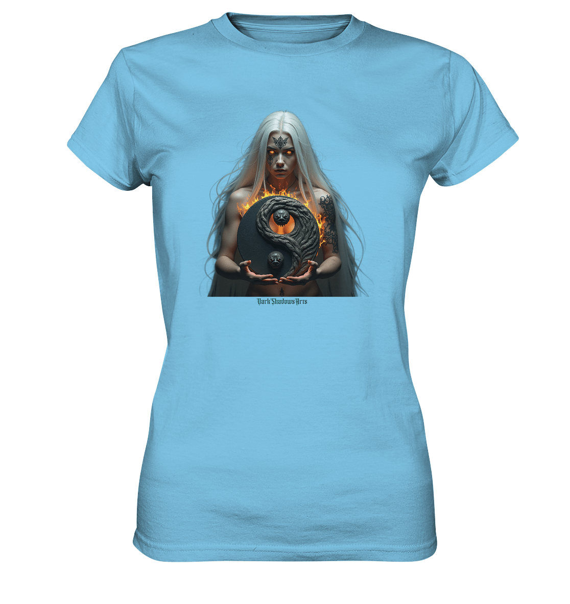 Flamebound Guardian - Silver - Haired Enchantress - Ladies Premium Shirt | Lady - Shirts | Dark Shadows Arts