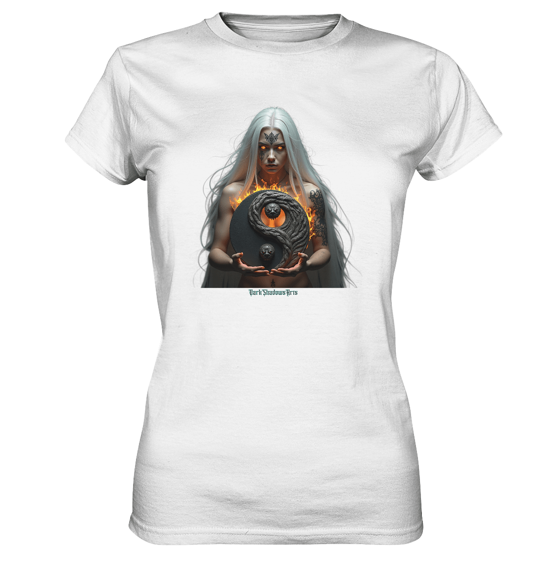 Flamebound Guardian - Silver - Haired Enchantress - Ladies Premium Shirt | Lady - Shirts | Dark Shadows Arts