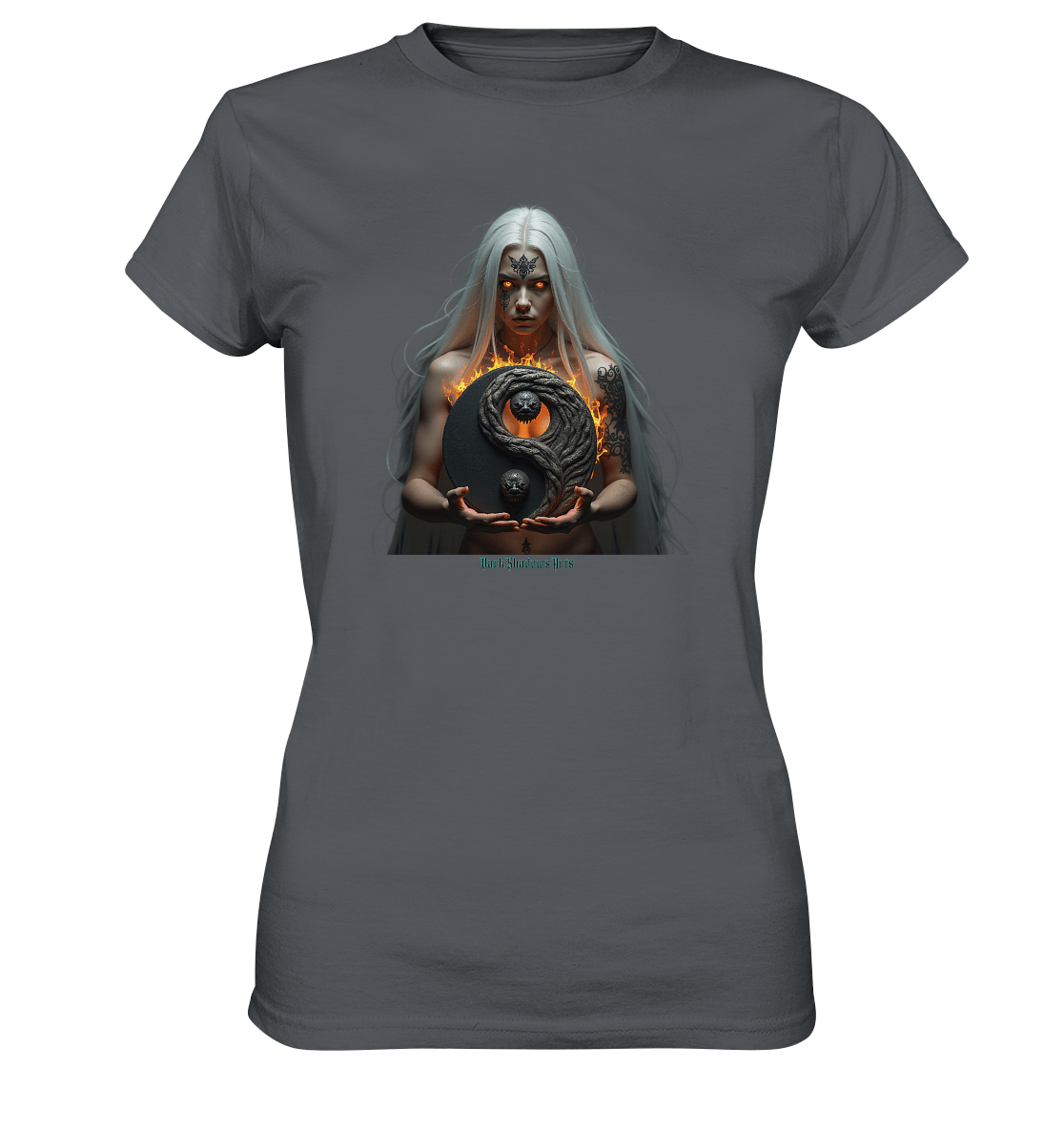 Flamebound Guardian - Silver - Haired Enchantress - Ladies Premium Shirt | Lady - Shirts | Dark Shadows Arts