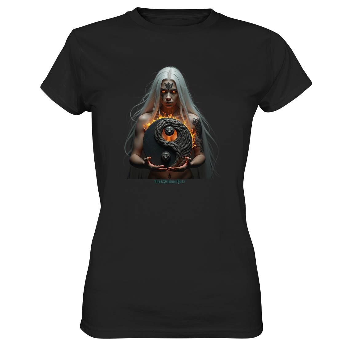 Flamebound Guardian - Silver - Haired Enchantress - Ladies Premium Shirt | Lady - Shirts | Dark Shadows Arts