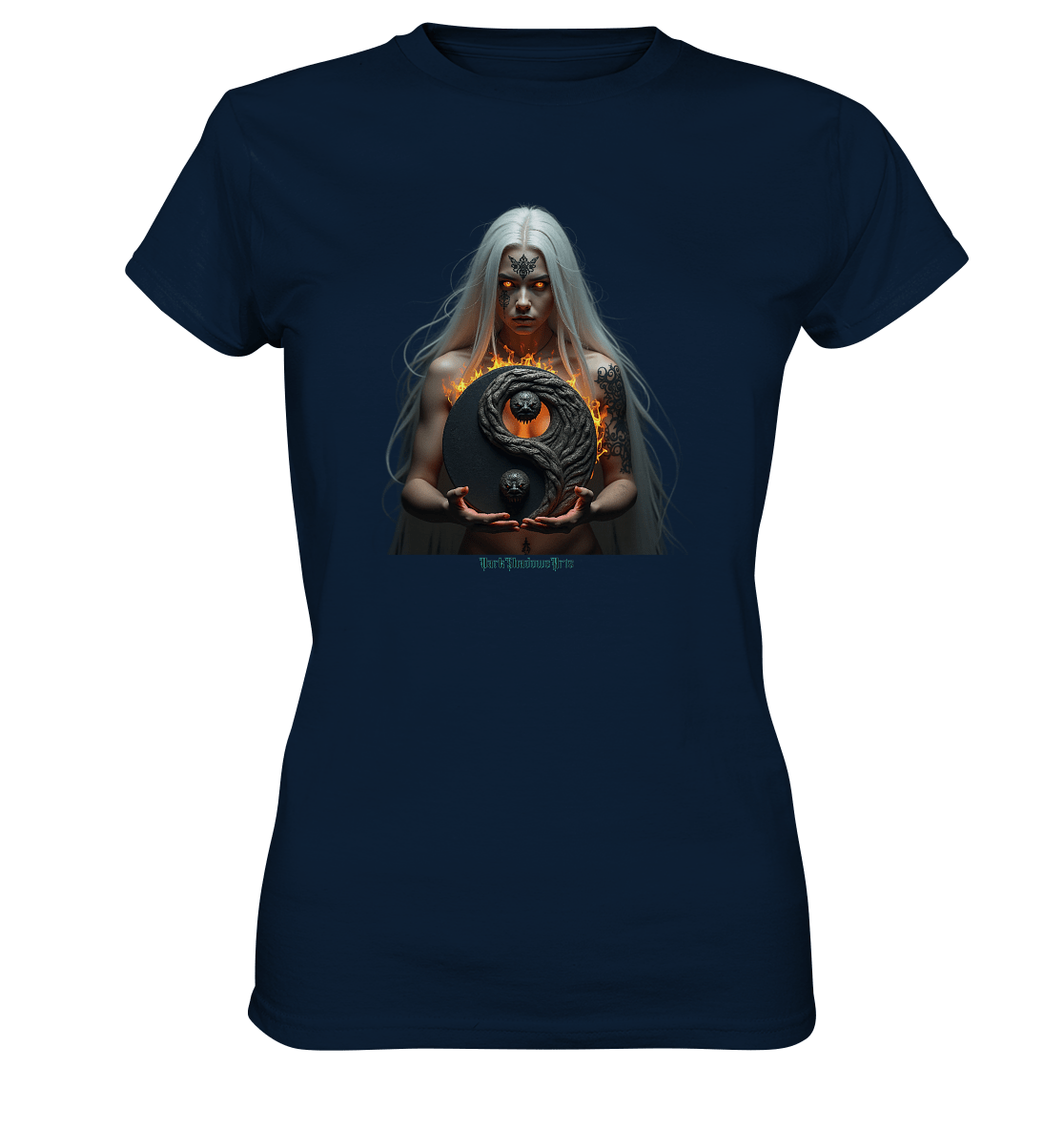 Flamebound Guardian - Silver - Haired Enchantress - Ladies Premium Shirt | Lady - Shirts | Dark Shadows Arts