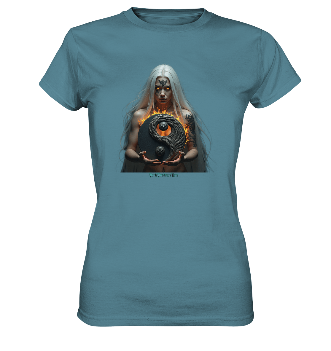 Flamebound Guardian - Silver - Haired Enchantress - Ladies Premium Shirt | Lady - Shirts | Dark Shadows Arts