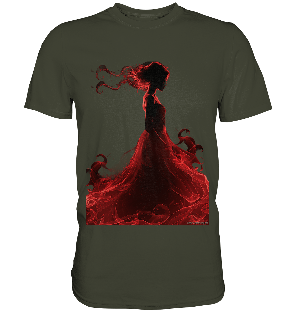 Flammende Eleganz – Tänzerin im Schatten - Premium Shirt | Unisex - Shirts | Dark Shadows Arts