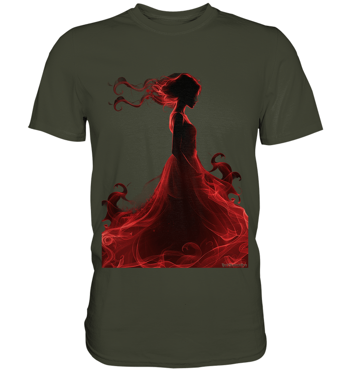 Flammende Eleganz – Tänzerin im Schatten - Premium Shirt | Unisex - Shirts | Dark Shadows Arts