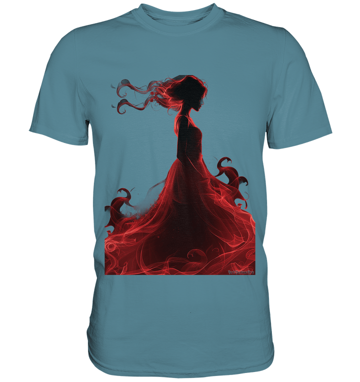 Flammende Eleganz – Tänzerin im Schatten - Premium Shirt | Unisex - Shirts | Dark Shadows Arts
