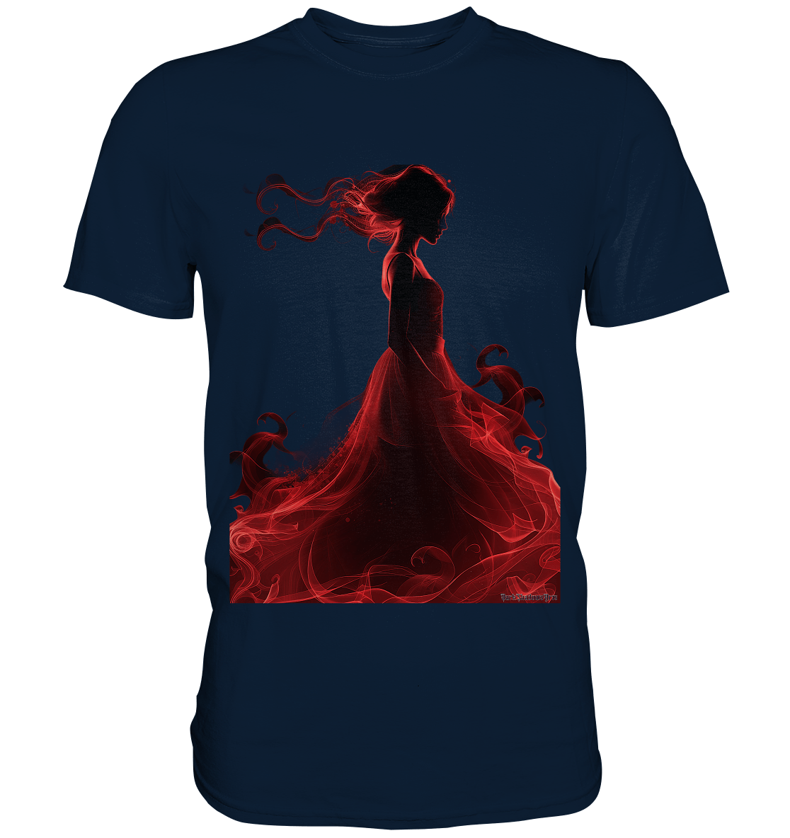 Flammende Eleganz – Tänzerin im Schatten - Premium Shirt | Unisex - Shirts | Dark Shadows Arts