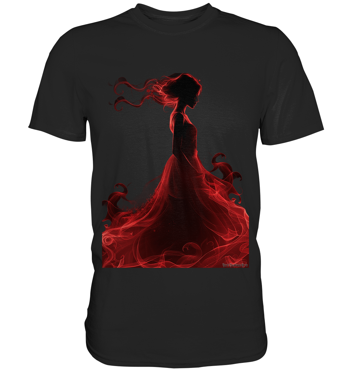 Flammende Eleganz – Tänzerin im Schatten - Premium Shirt | Unisex - Shirts | Dark Shadows Arts