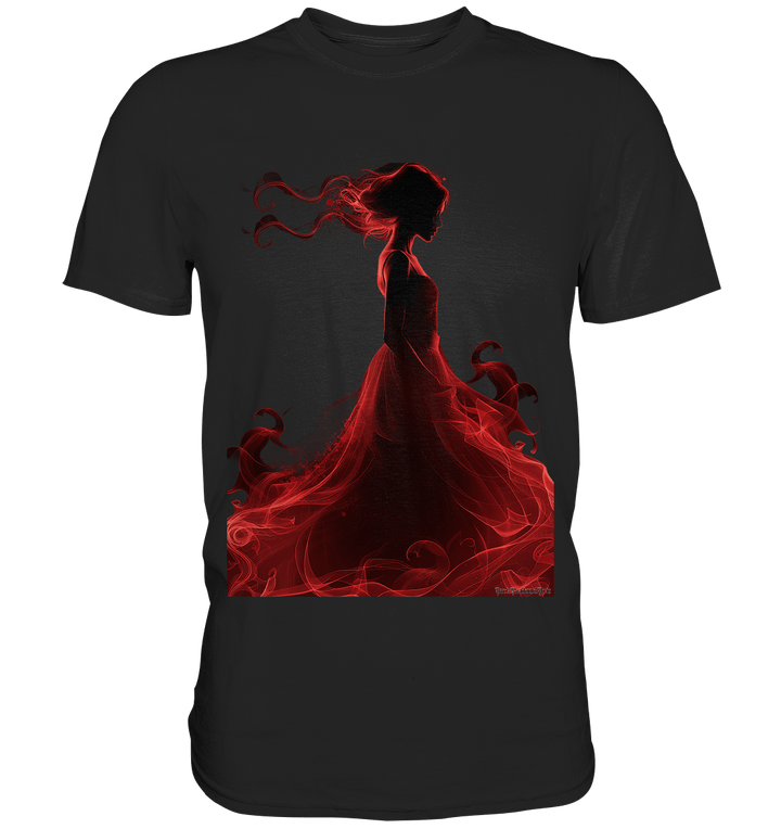 Flammende Eleganz – Tänzerin im Schatten - Premium Shirt | Unisex - Shirts | Dark Shadows Arts