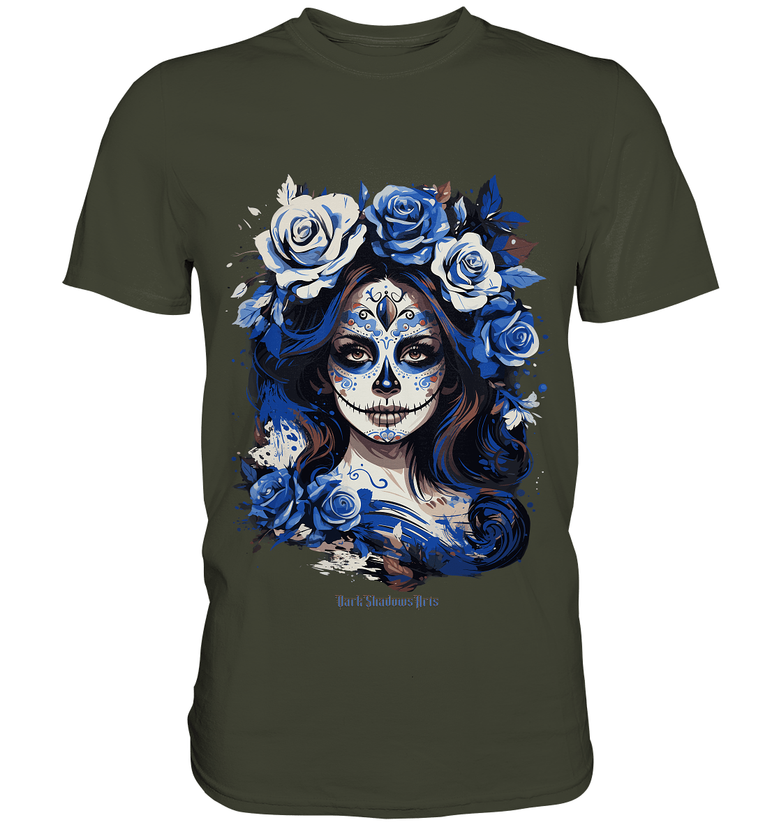 Floral Mystique - Zucker - Schädel & Blumenkranz - Premium Shirt | Unisex - Shirts | Dark Shadows Arts