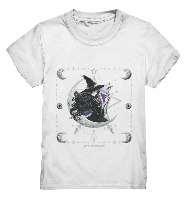 Mystical Witch in the Crescent Moon Magical Starry Night - Kids Premium Shirt
