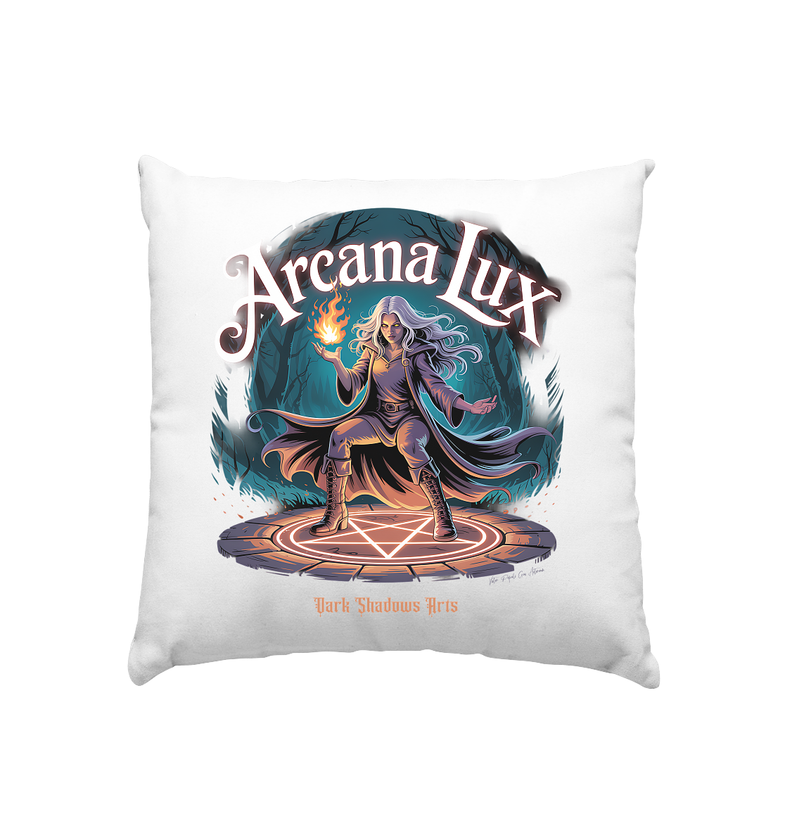 Arcana Lux - Magische Flamme & Runenkreis Kissen 40x40cm | Home & Living | Dark Shadows Arts