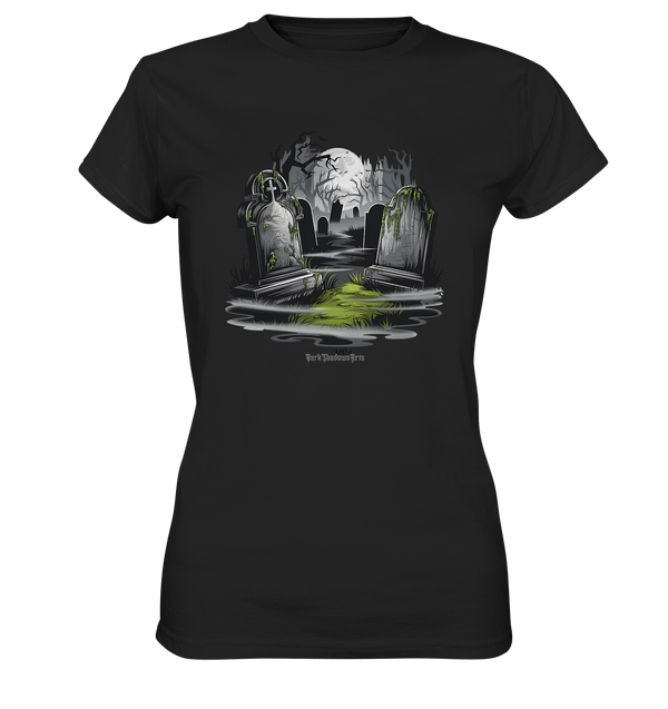 Spukfriedhof mit Vollmond und Nebel - Gruselige Halloween-Kunst - Ladies Premium Shirt