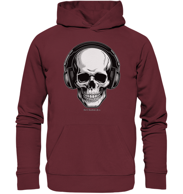 Requiem in Beats – Totenkopf mit Ohrhörern für Musikrebellen   - Organic Hoodie