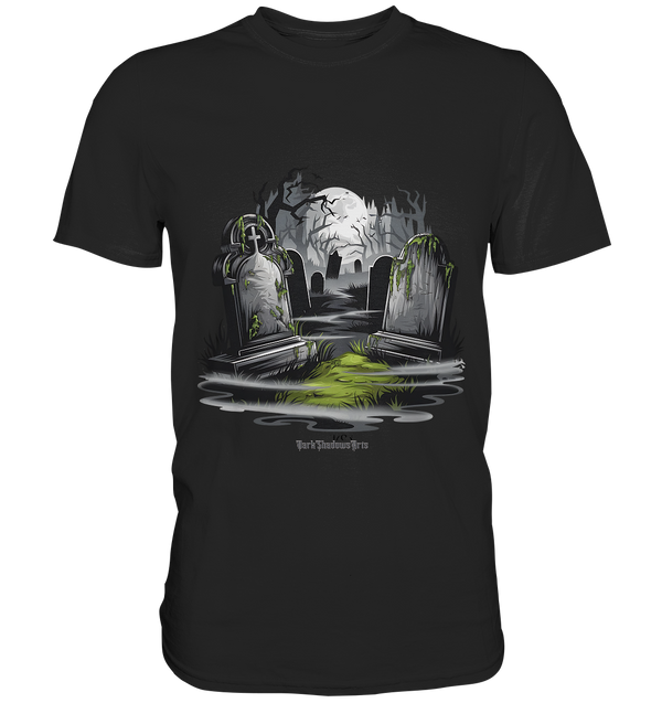 Spukfriedhof mit Vollmond und Nebel - Gruselige Halloween-Kunst - Premium Shirt