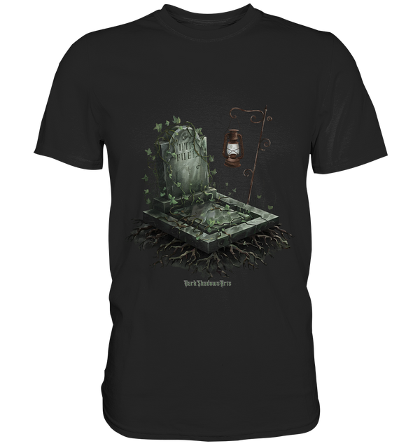 Mystische Grabstein-Illustration mit Laterne und Efeu - Premium Shirt