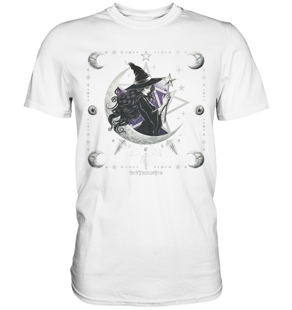 Mystical Witch in the Crescent Moon Magical Starry Night - Premium Shirt