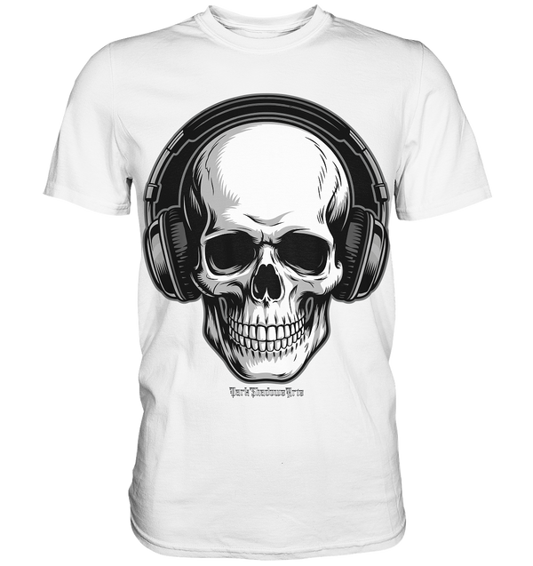 Requiem in Beats – Totenkopf mit Ohrhörern für Musikrebellen   - Premium Shirt