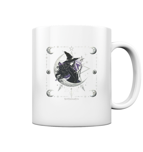 Mystical Witch in the Crescent Moon Magical Starry Night - Mug glossy