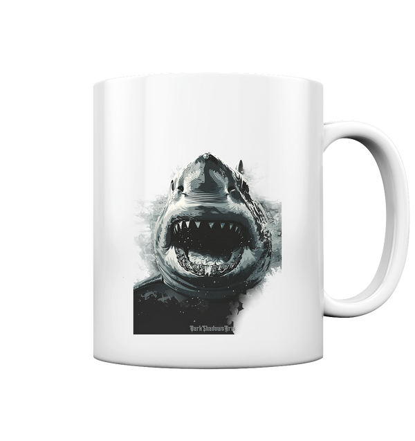 Bedrohlicher Jäger – Mächtiger Weißer Hai - Tasse glossy