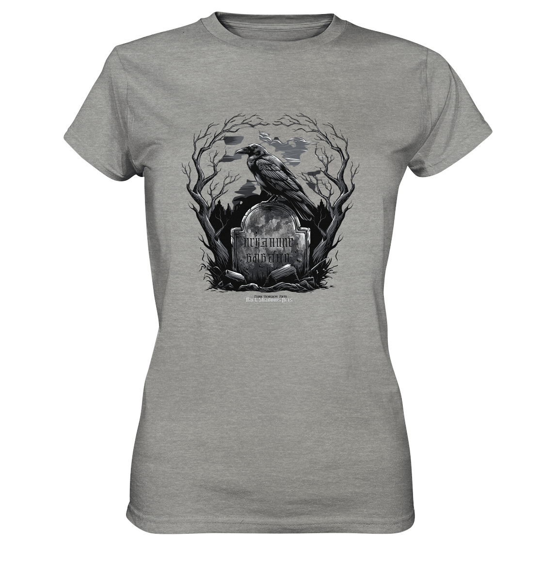 Gotische Nachtszene: Rabe auf verwittertem Grabstein - Ladies Premium Shirt | Lady - Shirts | Dark Shadows Arts