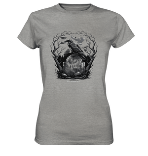 Gotische Nachtszene: Rabe auf verwittertem Grabstein - Ladies Premium Shirt | Lady - Shirts | Dark Shadows Arts