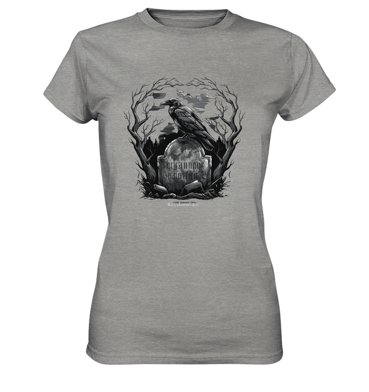 Gotische Nachtszene: Rabe auf verwittertem Grabstein - Ladies Premium Shirt | Lady - Shirts | Dark Shadows Arts