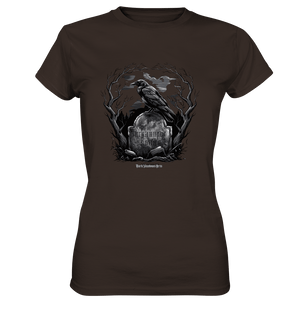 Gotische Nachtszene: Rabe auf verwittertem Grabstein - Ladies Premium Shirt | Lady - Shirts | Dark Shadows Arts
